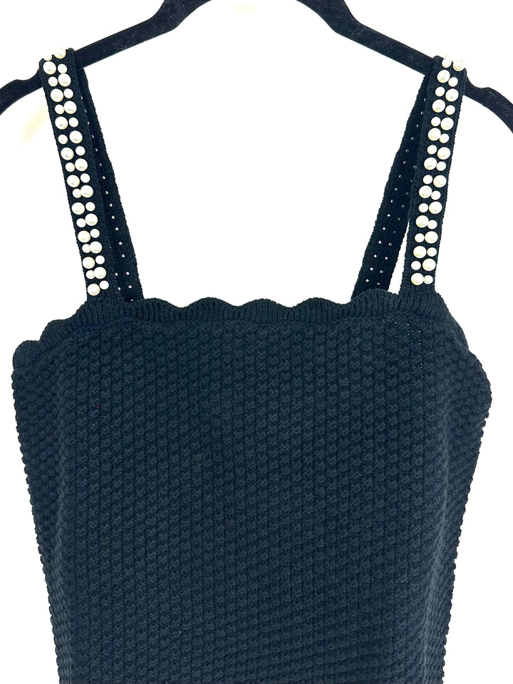 Black Knit Faux Pearl Top - Size 4/6 and 6/8