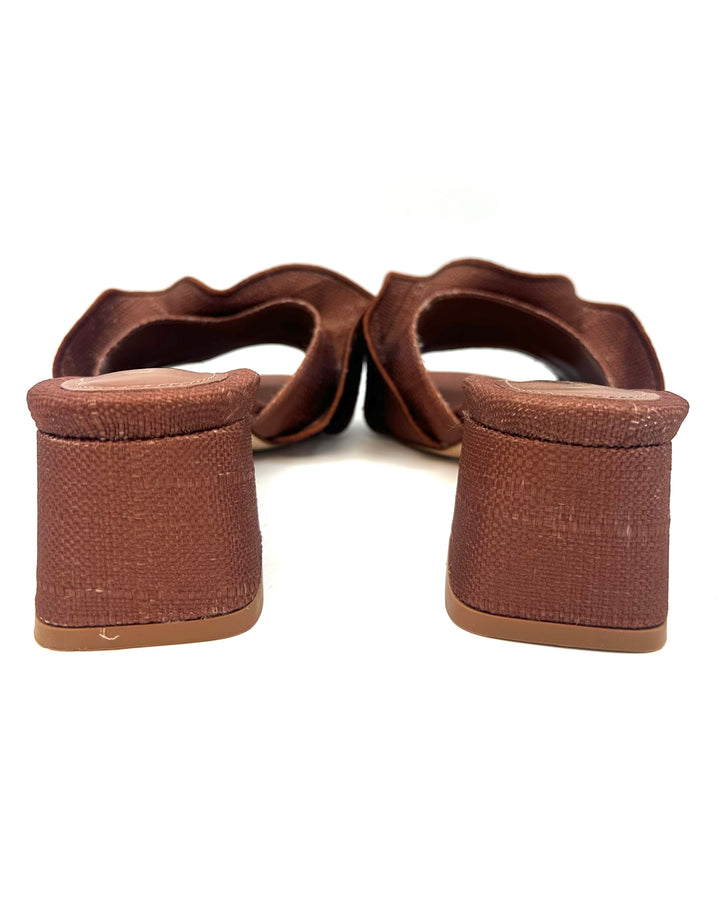 Brown Textured Slip On Sandals - Size 6.5