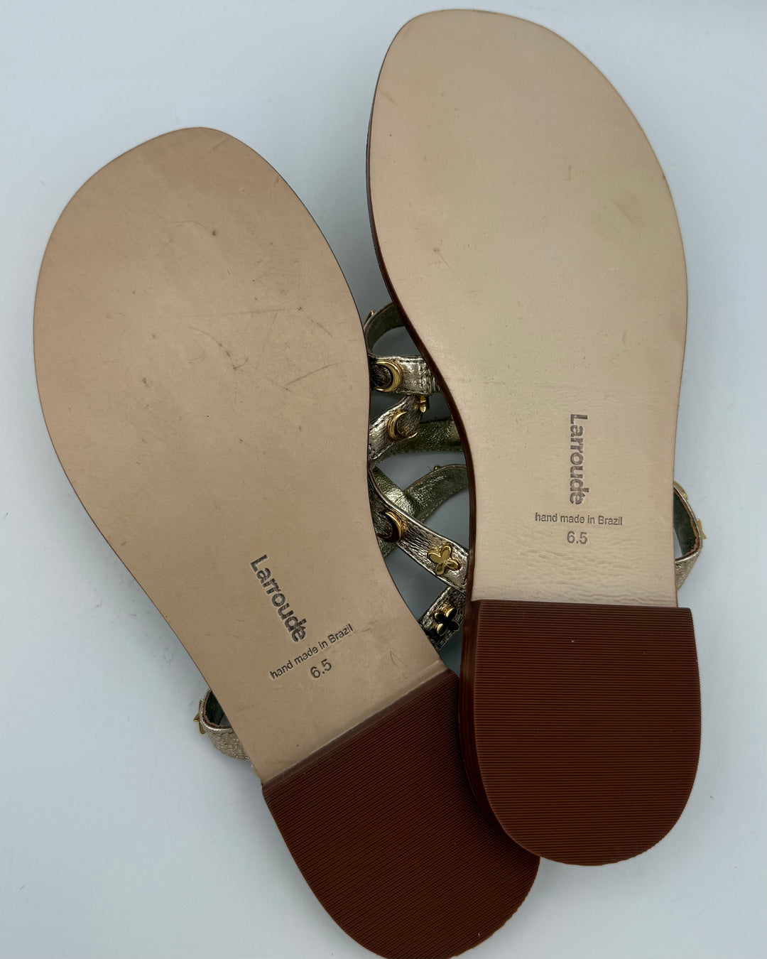 Metallic Gold Leather Sandals - Size 6.5