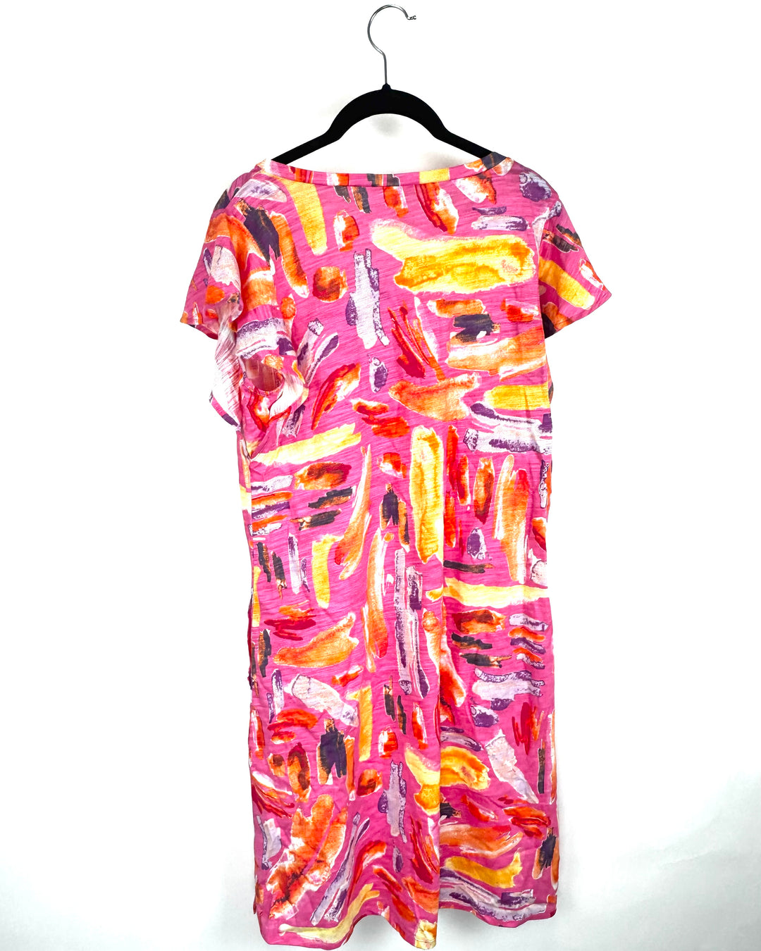 Hot Pink Abstract Short Sleeve Dress - Size 6/8