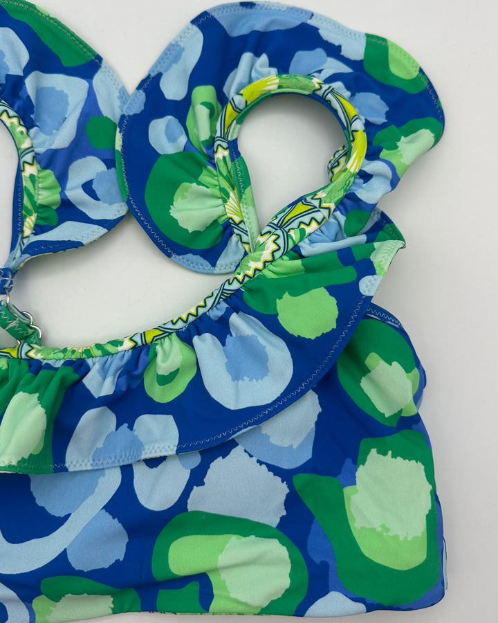 Blue & Green Cheetah Swim Top - XS, L, XL