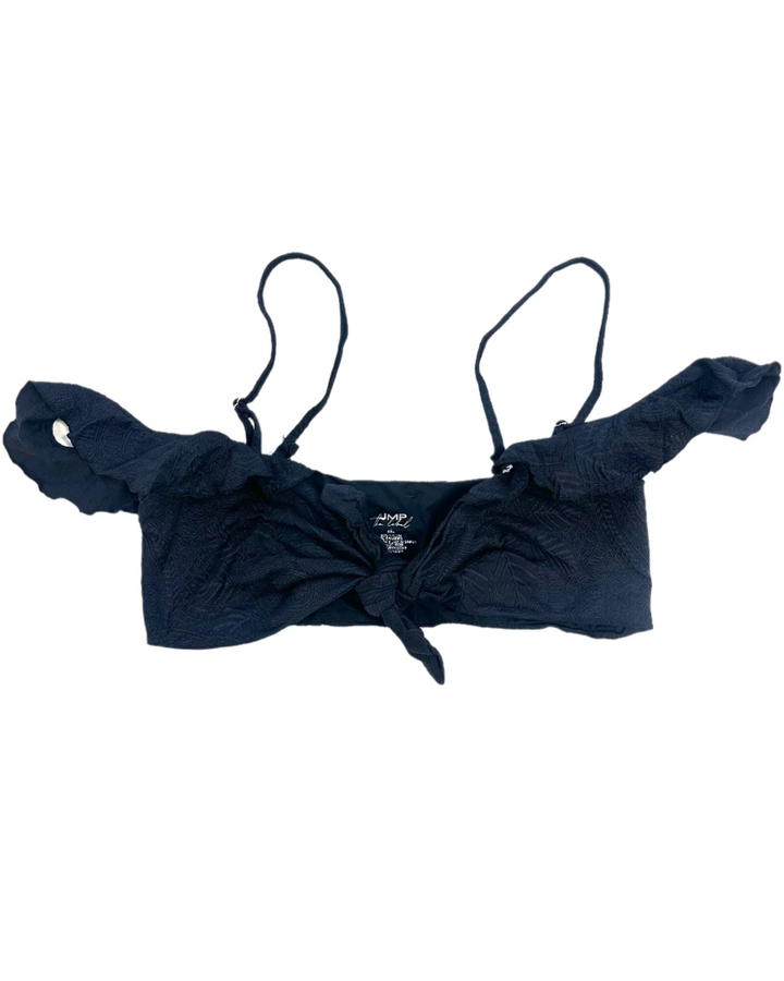 Black Embossed Ruffle Bikini Top - Extra Large and Extra Extra Large
