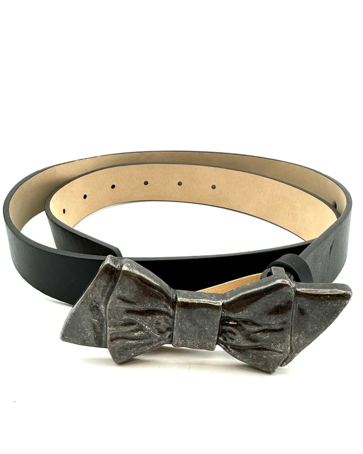 Black Belt with Bow Gunmetal Hardware - Size Medium