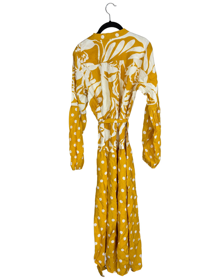 Yellow Patterned Long Sleeve Dress- Size 6/8