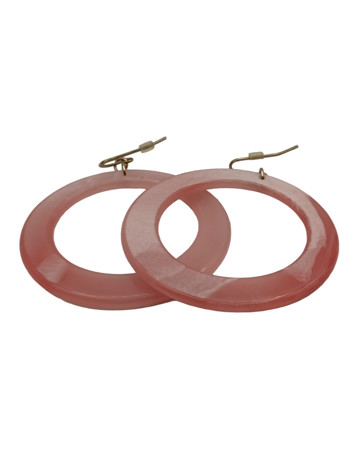 Pink Acrylic Circular Drop Earrings
