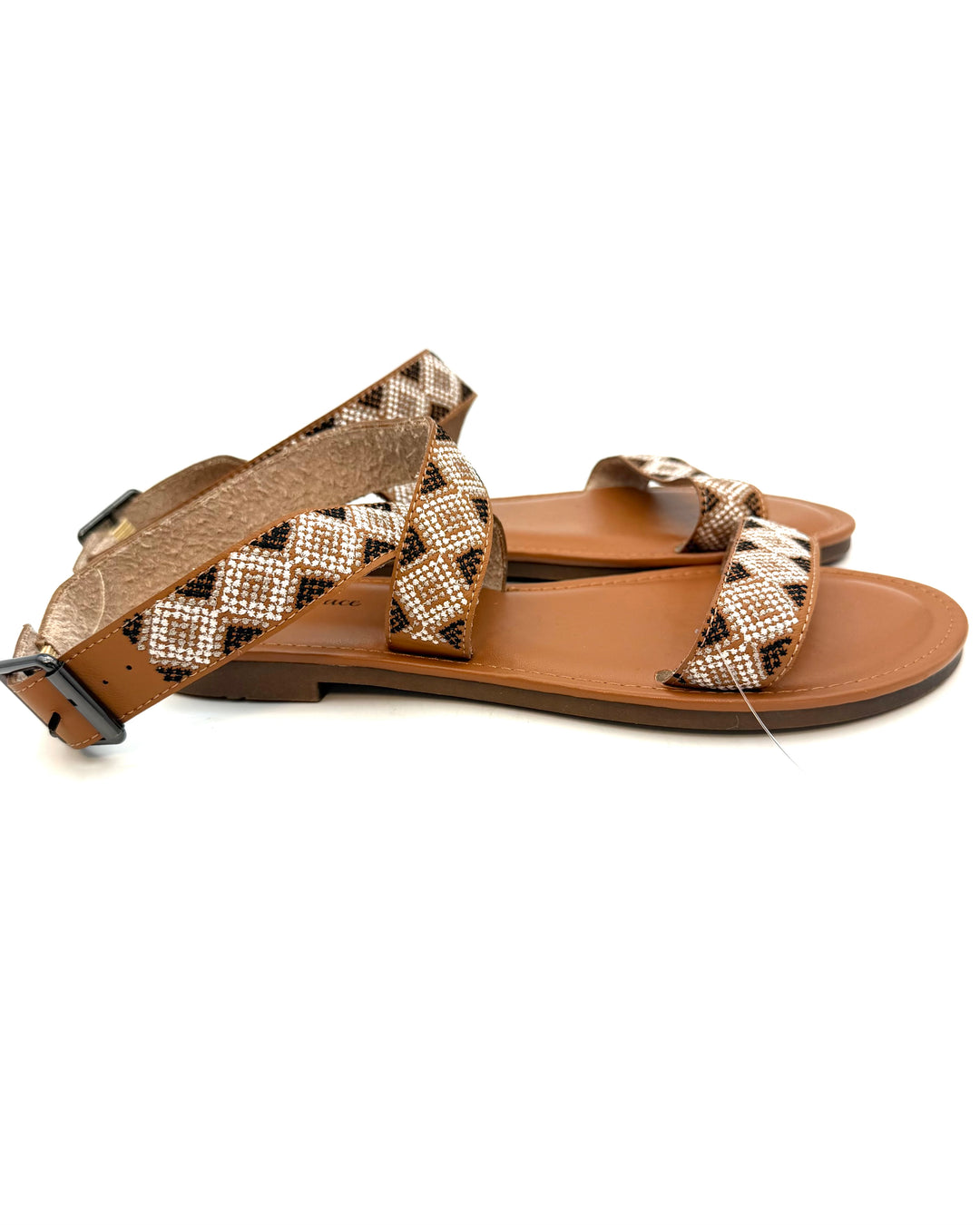 Embroidered Strap Sandals - Size 8