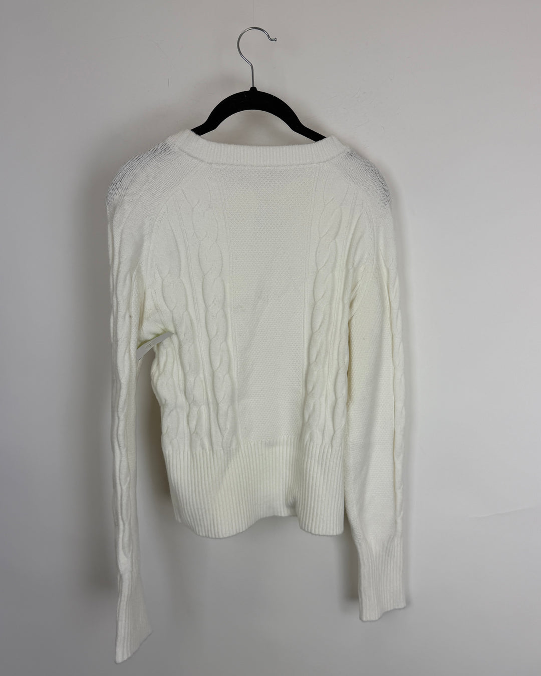 White Cable Knit Bow Cardigan - Size 2/4
