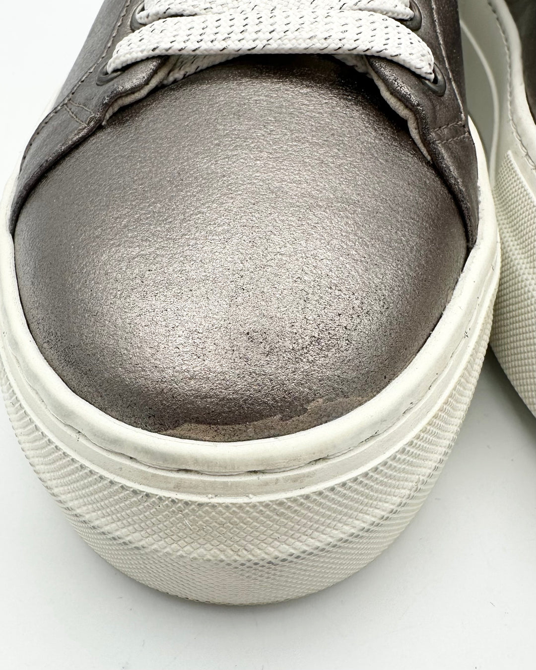Dark Metallic Grey Leather Sneaker - Size 6 and 9