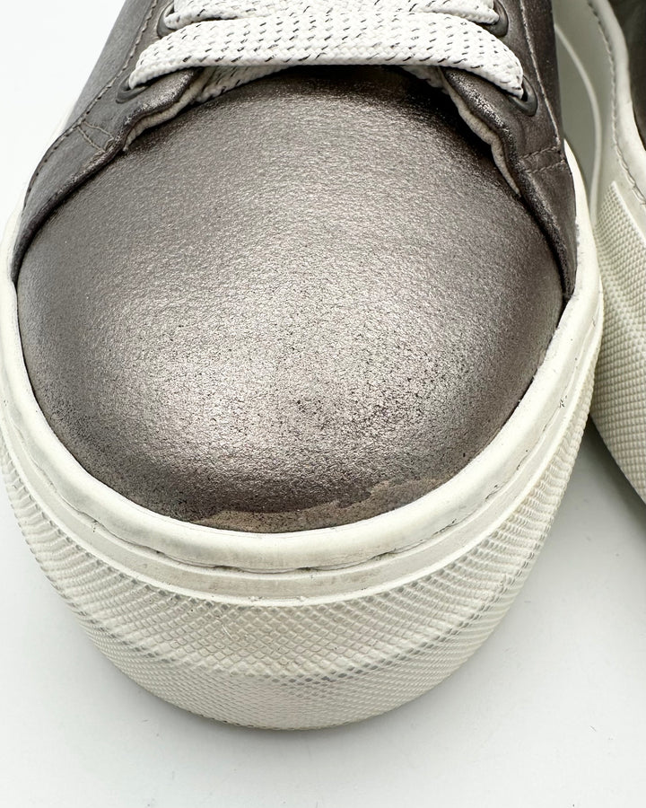 Dark Metallic Grey Leather Sneaker - Size 6 and 9