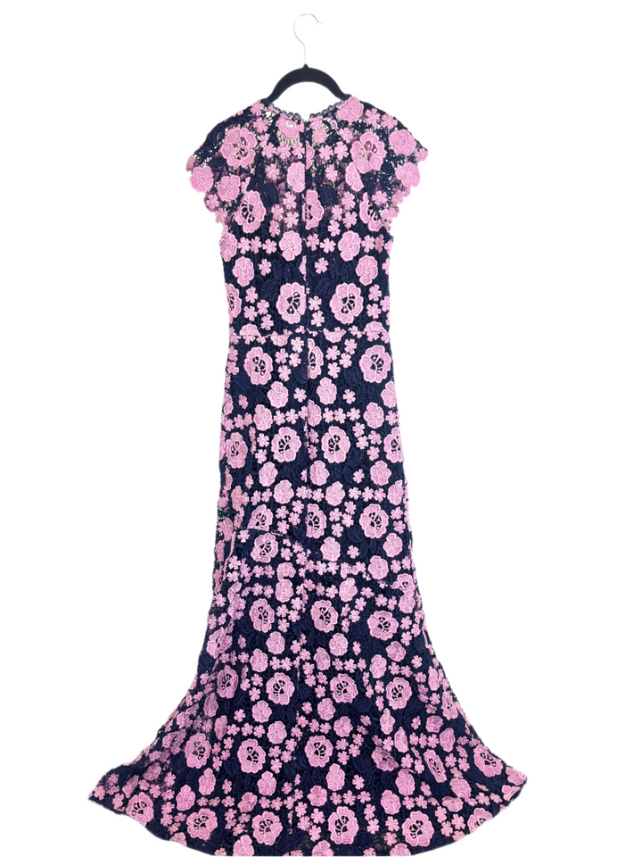 Navy and Pink Lace Gown- Size 2/4