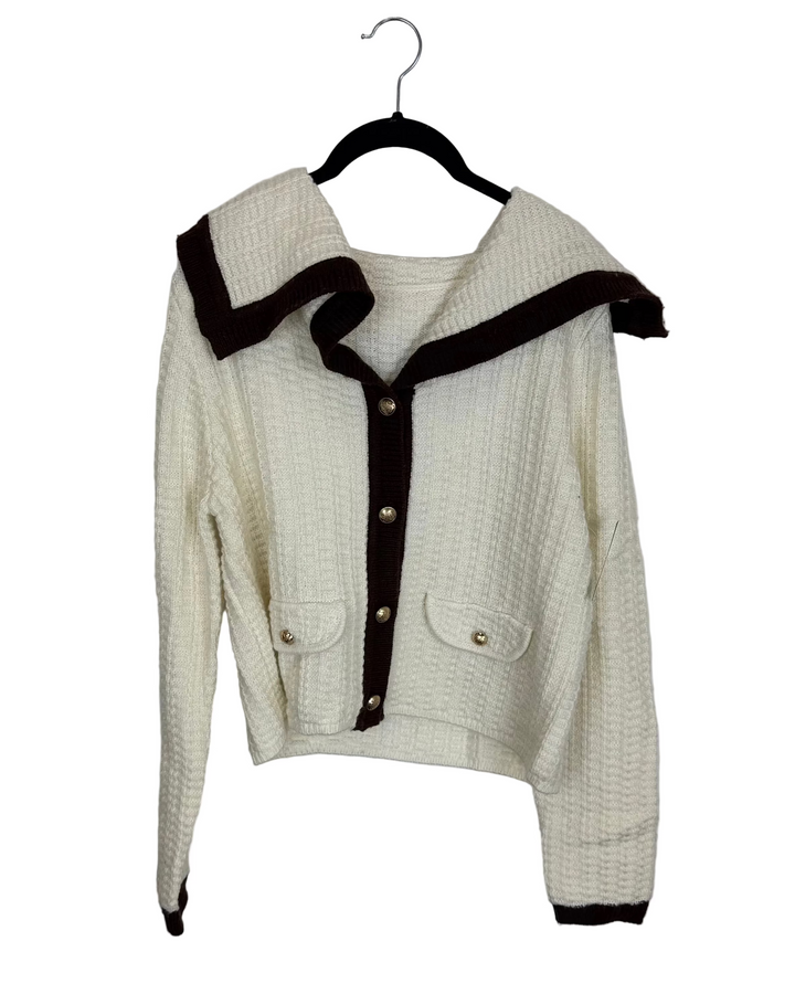Contrast Collar Cardigan – Size 6/8