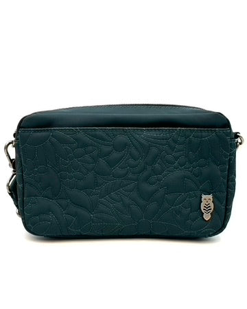 Teal Floral Embroidery Mini Crossbody
