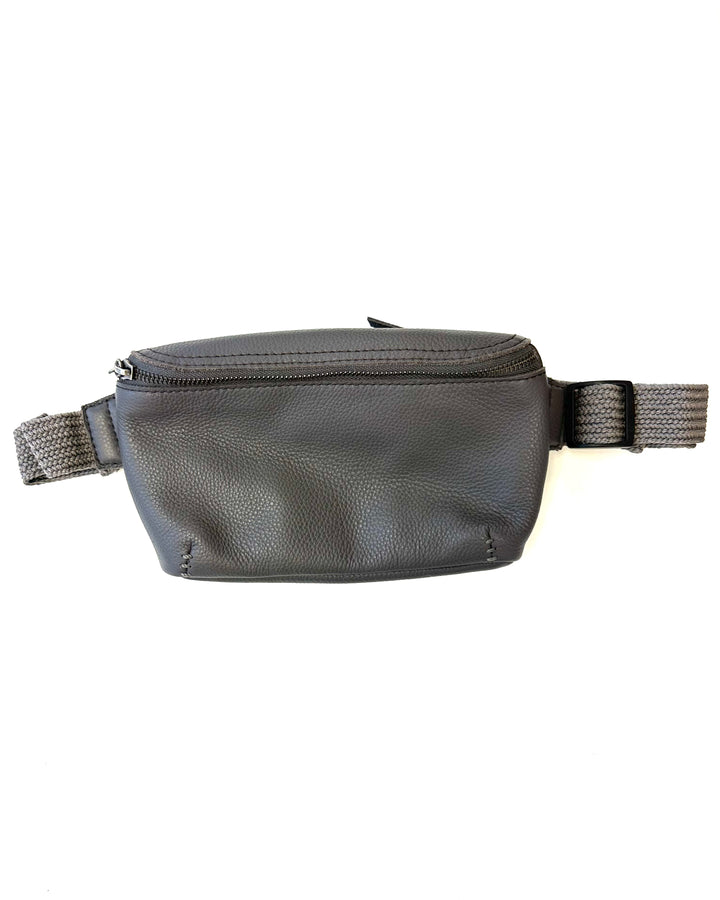 Mini Dark Grey Leather Belt Bag