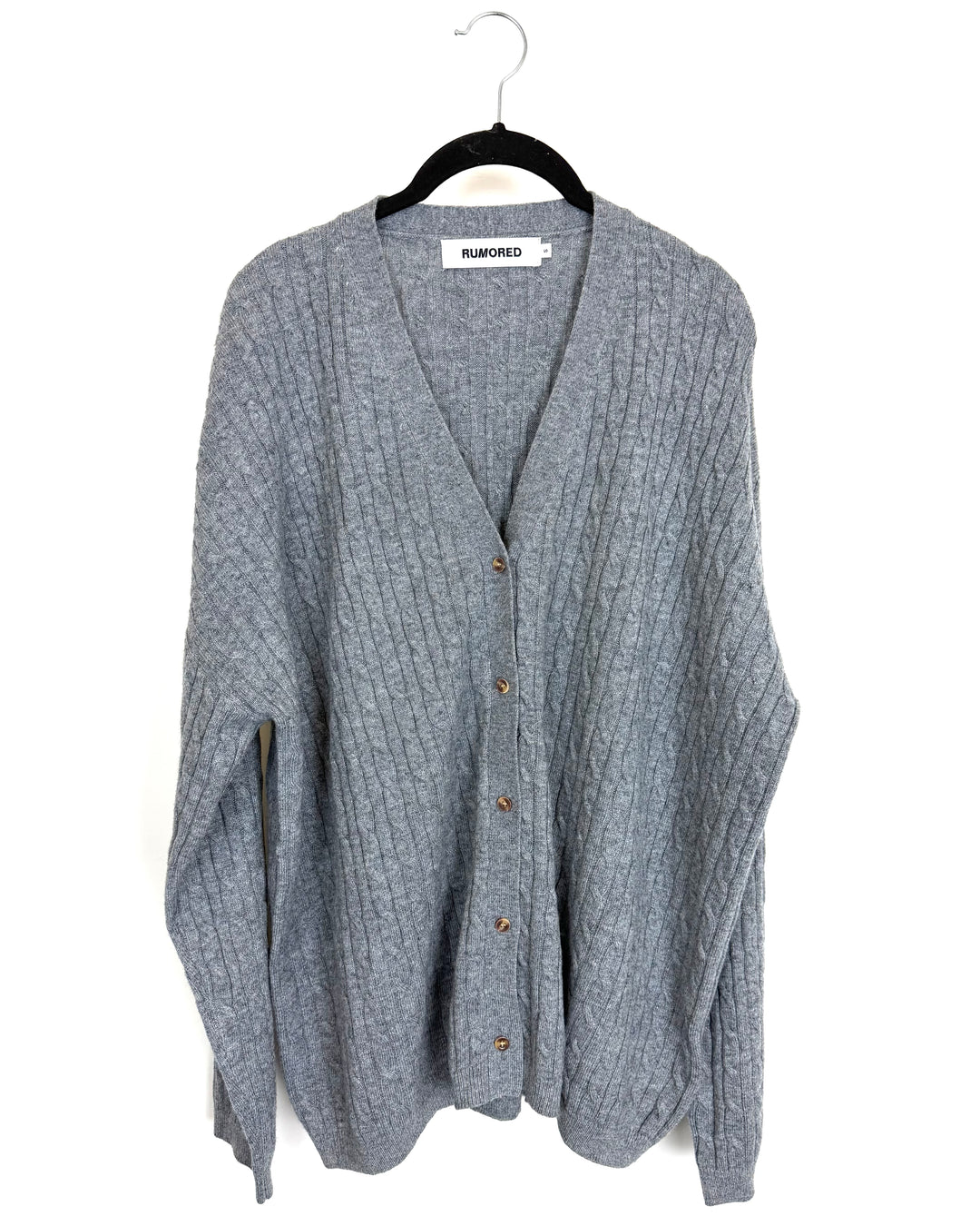 Gray Thin Cable Knit Cardigan - Size 10/12