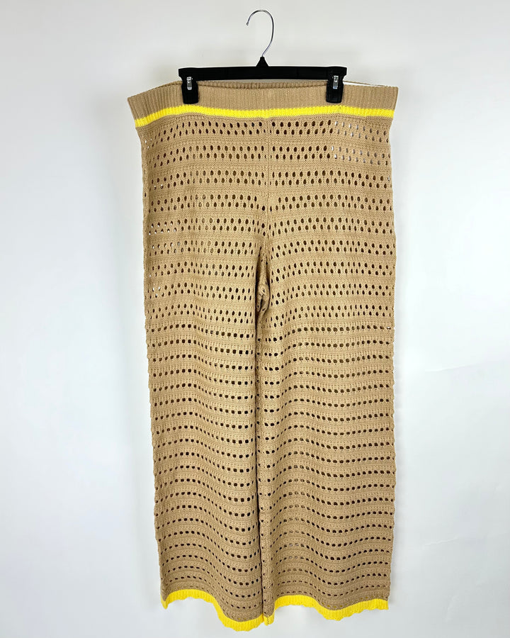 Sand Crochet Pants With Yellow Stripe - 2X