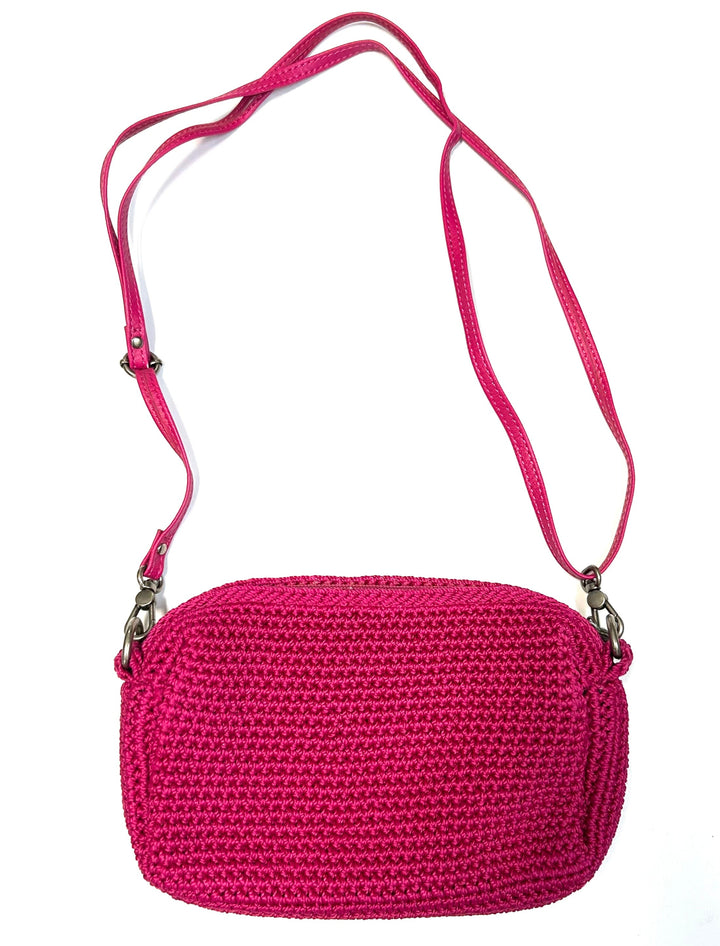 Magenta Crochet Crossbody Bag