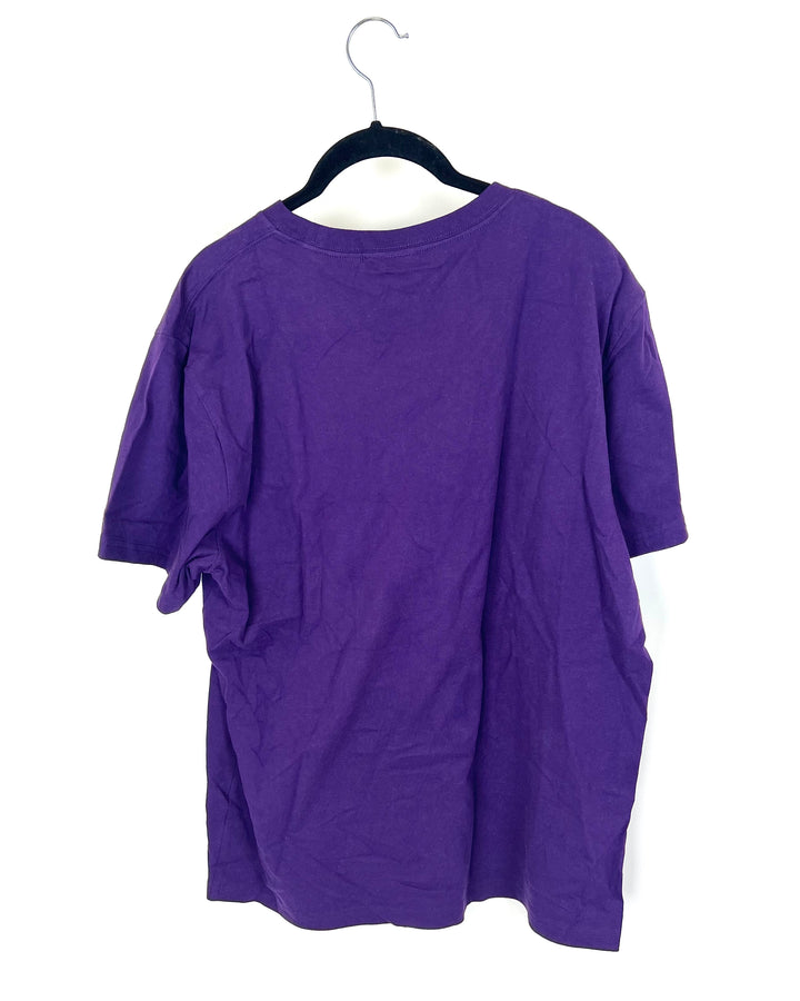 MENS Deep Purple Tee Shirt With Front Pocket - Medium