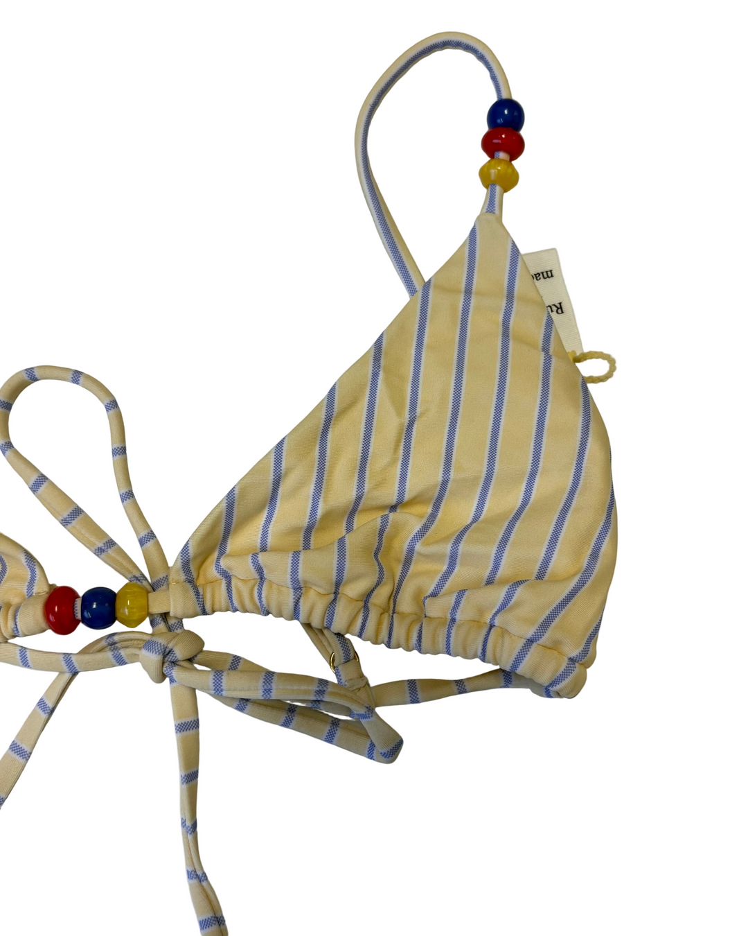 Yellow and blue striped bikini top - XS
