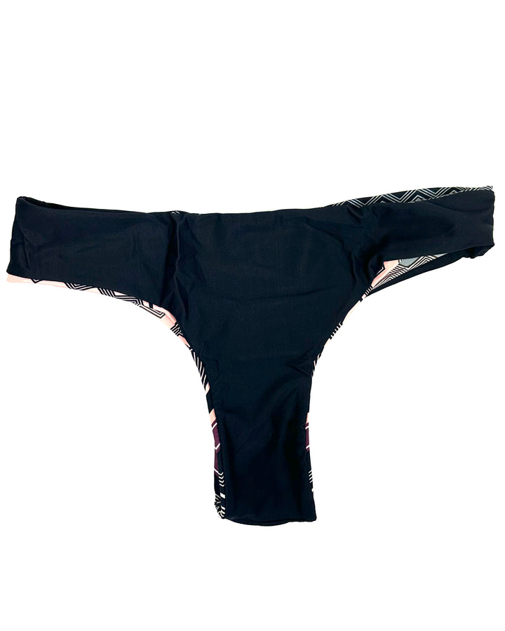 Ultra Cheeky Black Chevron Reversible Classic Bikini Bottom - Small