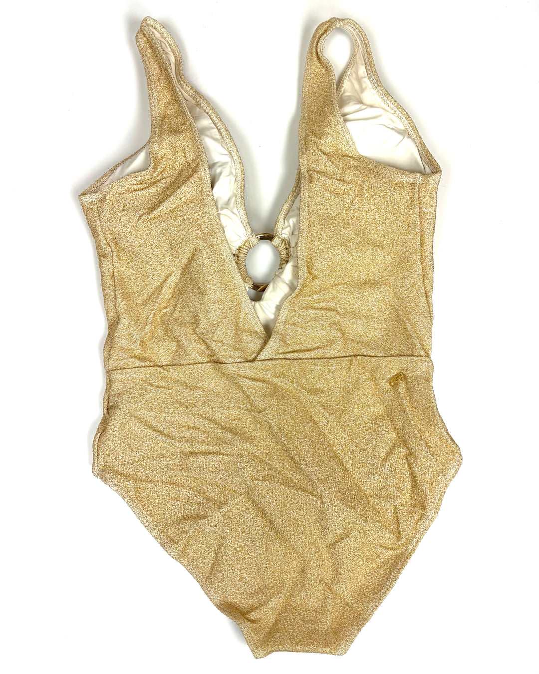 Metallic Gold V-Neck One Piece Swimsuit - Size 0/2, 4/6, and 8/10