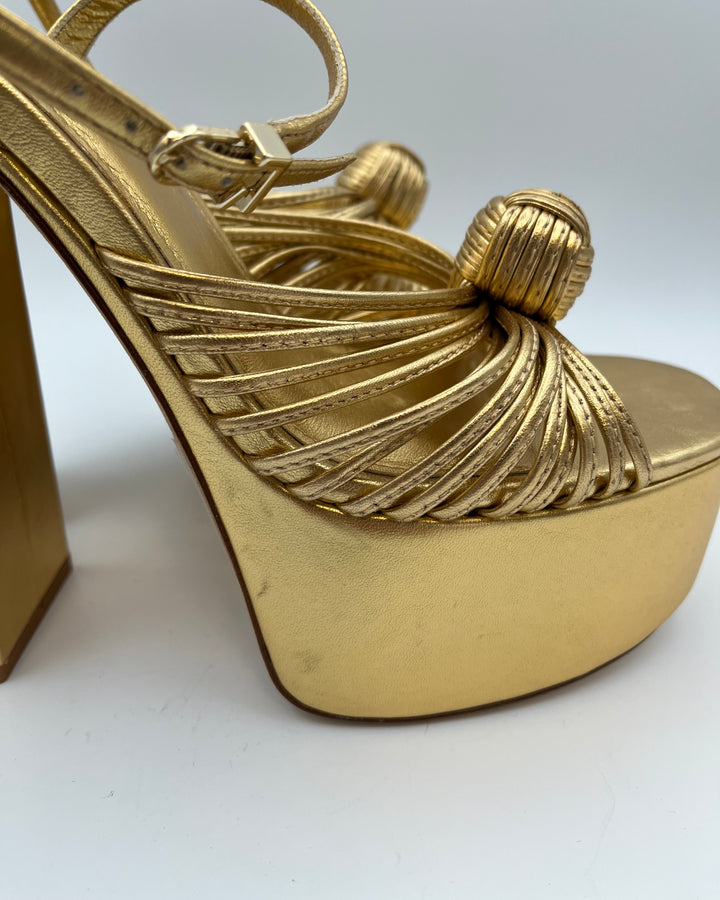 Gold Metallic Platform Heels - Size 7.5
