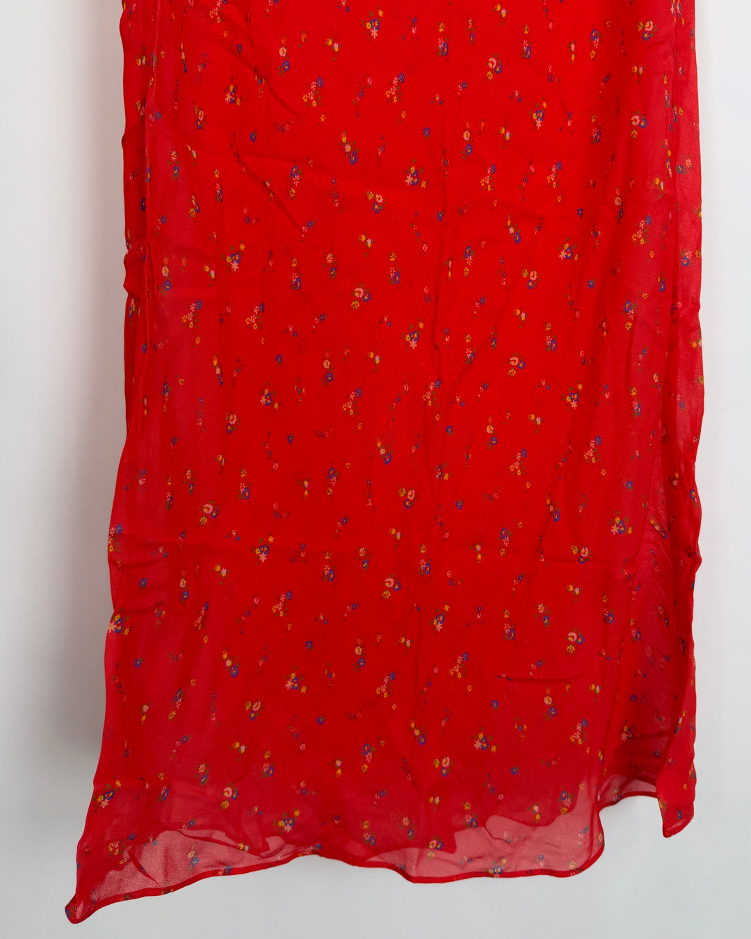 Red Ditsy Floral Print Skirt - Size 0 and 2