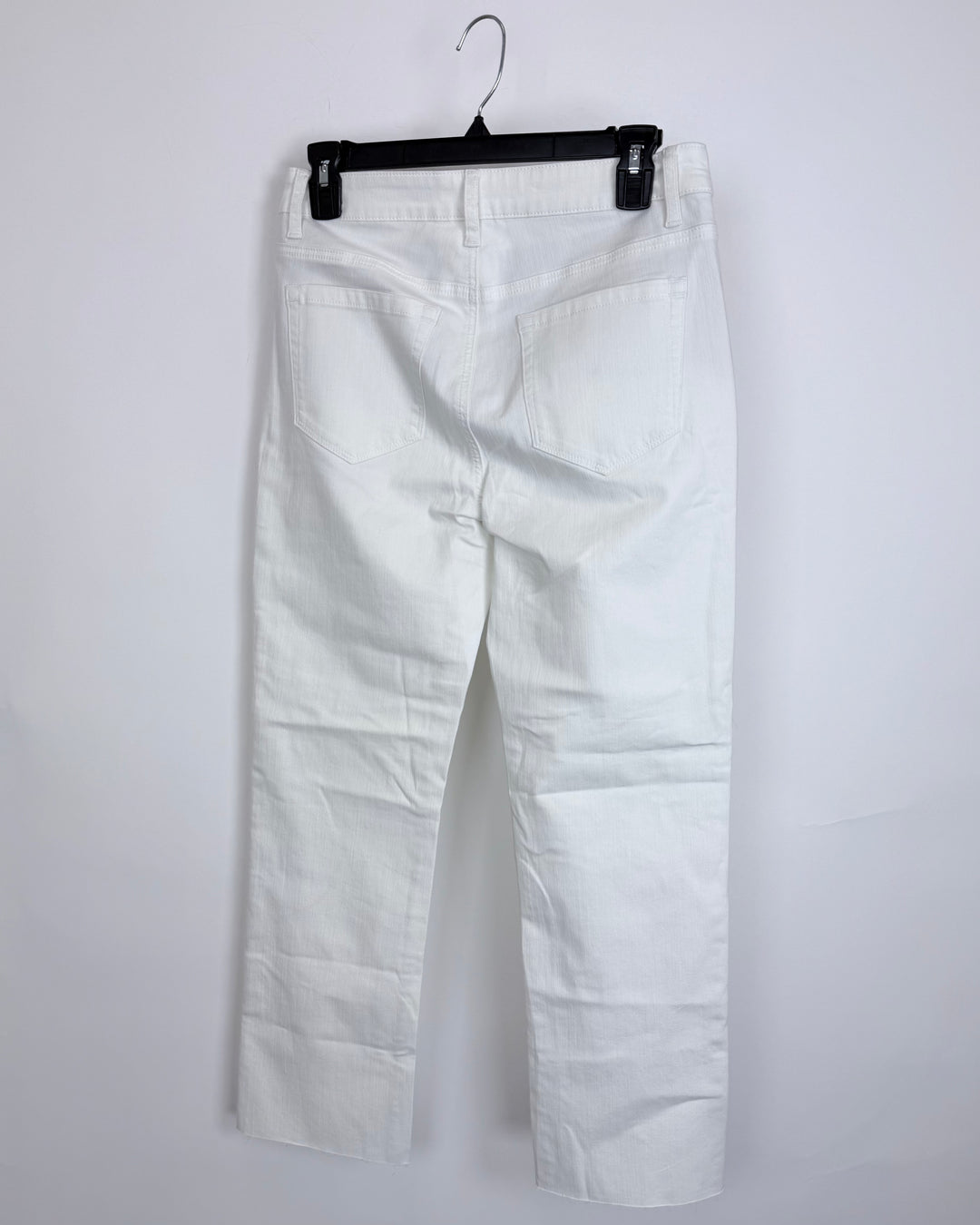 Dove White Textured Straight-Cut Frayed Jeans - Size 4/6