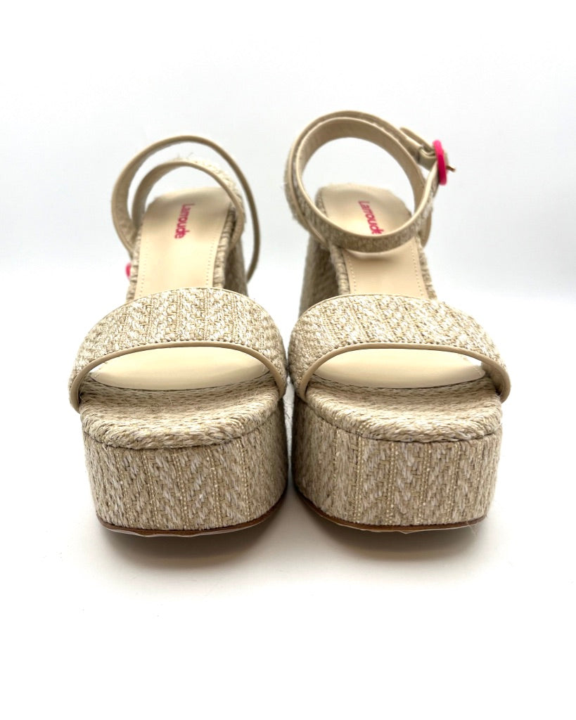 Beige Woven Platform Sandal - Size 7.5