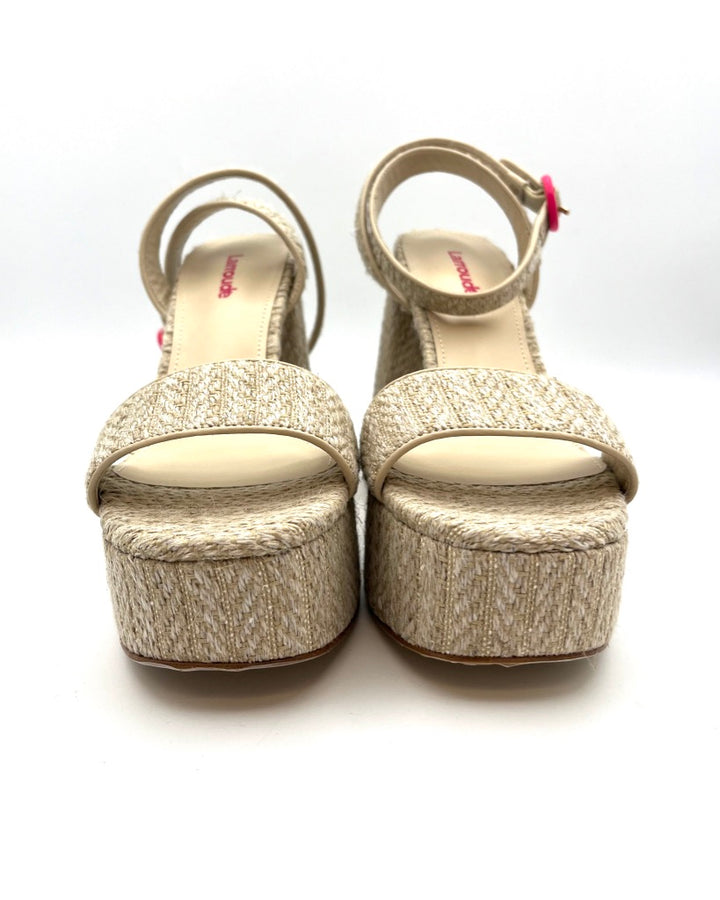 Beige Woven Platform Sandal - Size 7.5