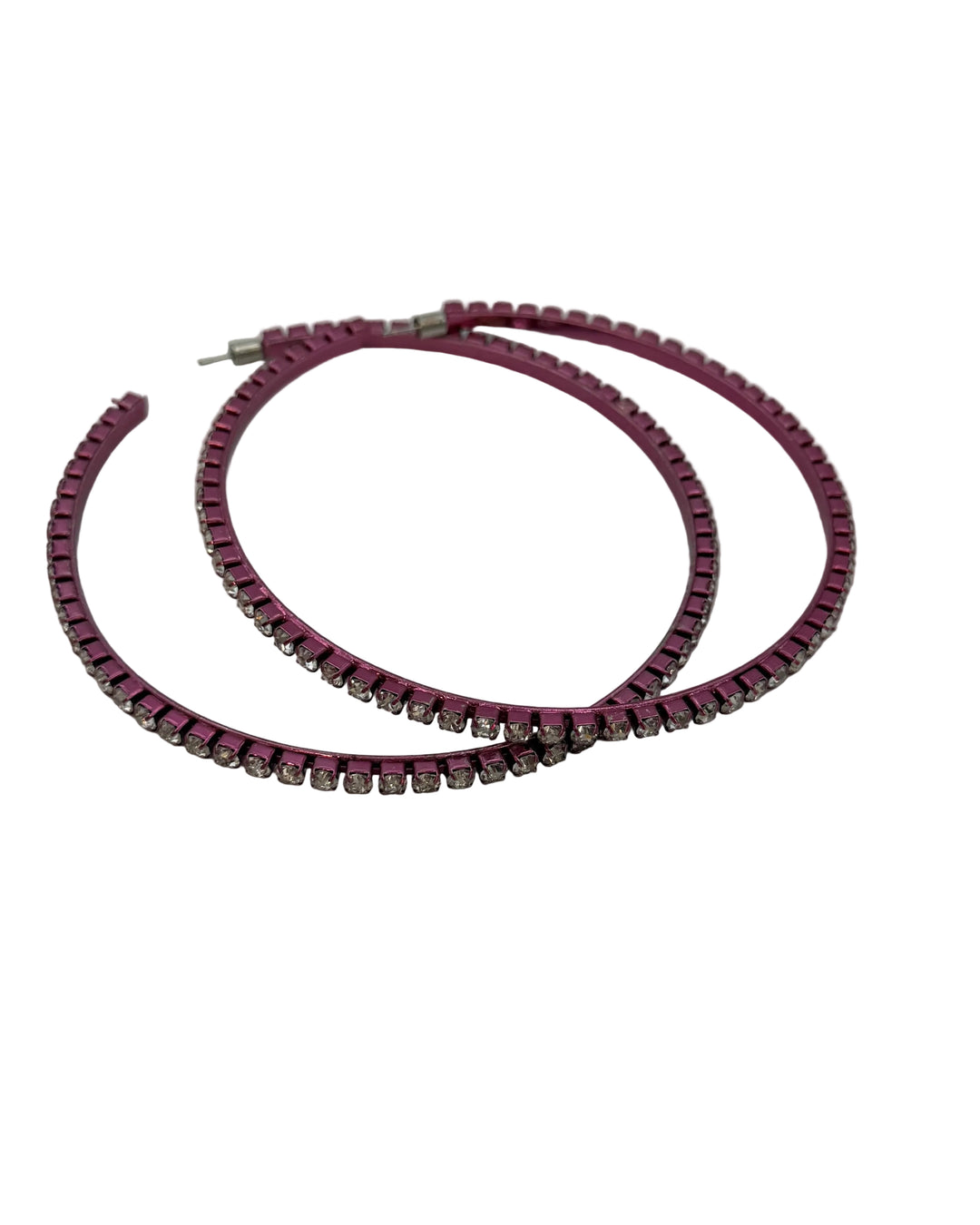 Oversized Metallic Pink Gem Hoop Earrings