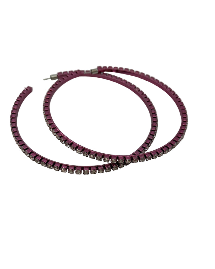 Oversized Metallic Pink Gem Hoop Earrings