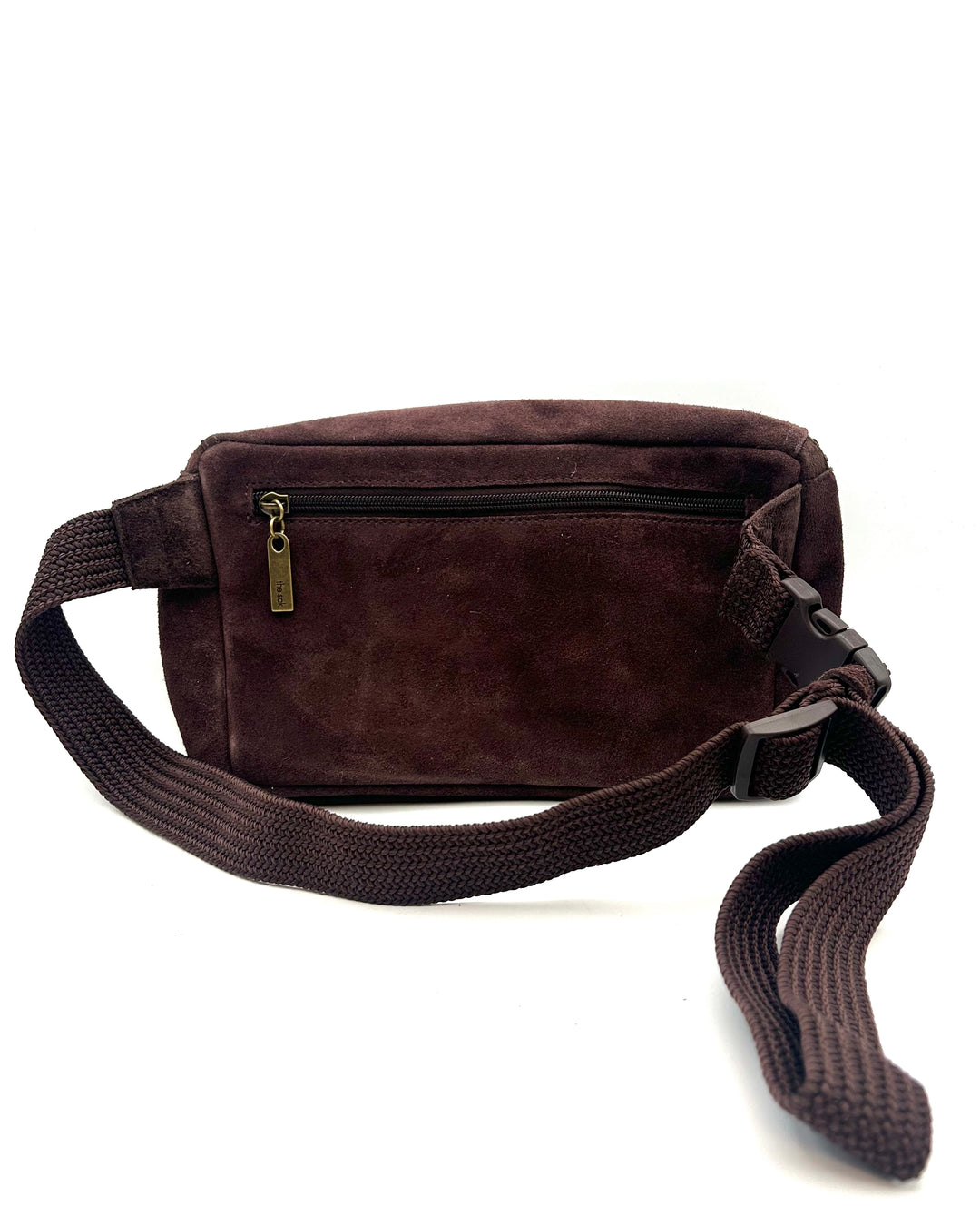 Chocolate Brown Suede Belt Buckle Bag
