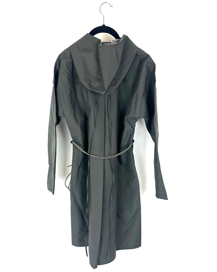 Dark Gray Long Raincoat With Bungee Belt - Size 2/4 and 10/12