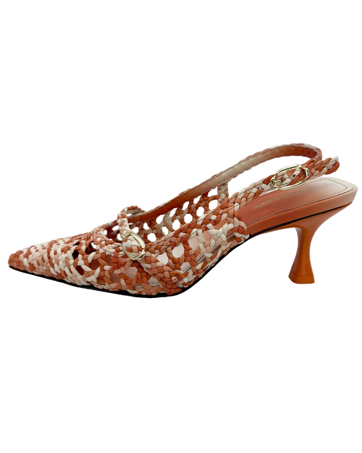 Orange Leather Slingback Heel - Size 6.5