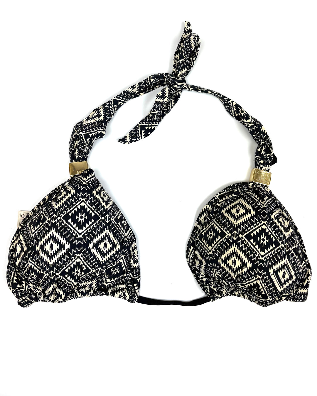 Black & Cream Printed String Multi Wear Bikini Top - XS and S
