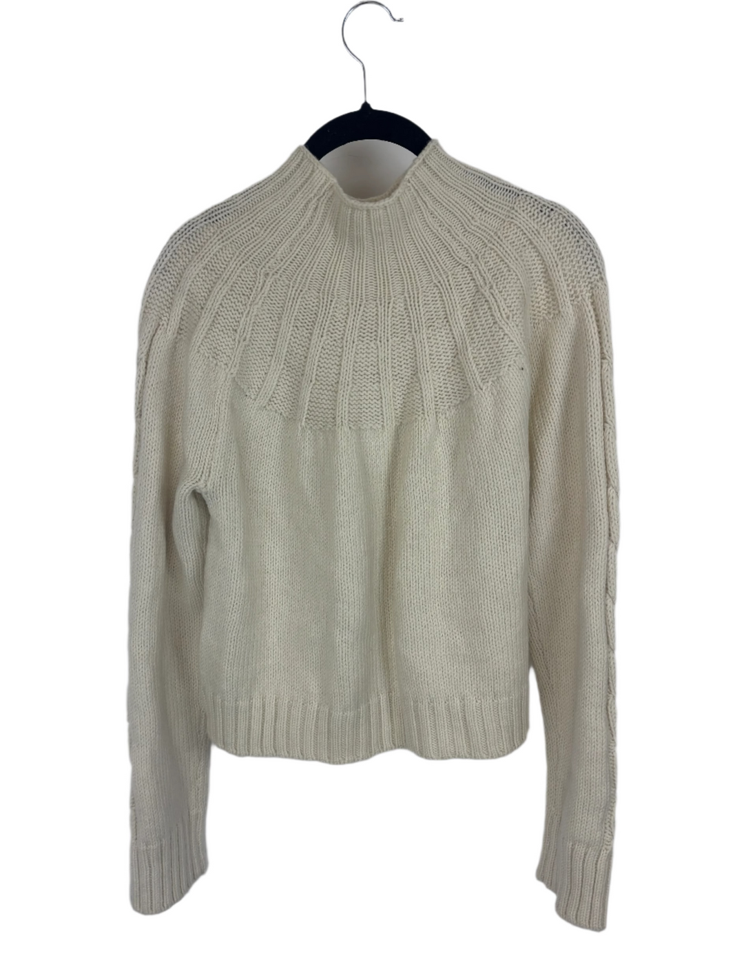 Ivory Cable Knit Mock-neck Sweater - Extra Small