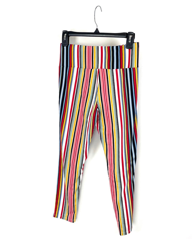 Multicolor Striped Capri Lounge Leggings - Small