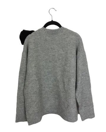 Grey Sweater with Black Bow Detail- Size 4/6
