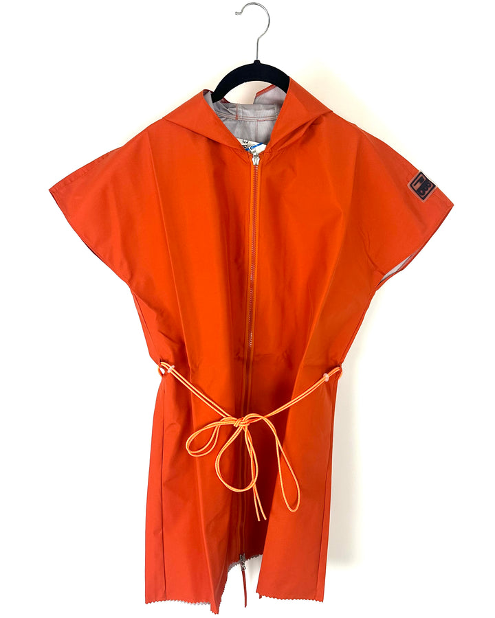 Orange Short Sleeve Raincoat With Bungee Belt - Size 2/4,  4/6, and 6/8