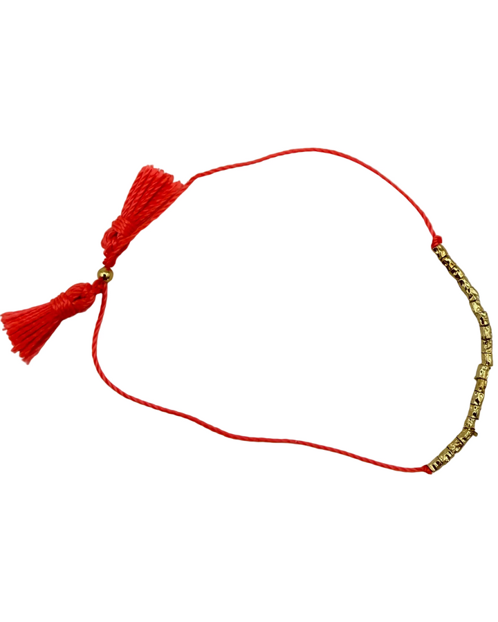 Bright Coral & Gold Bead Bracelet