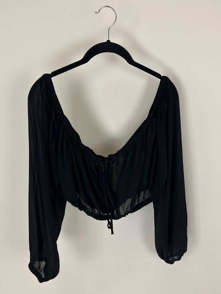 Michael Costello X Revolve Black Sheer Off-the-Shoulder Top - Extra Large