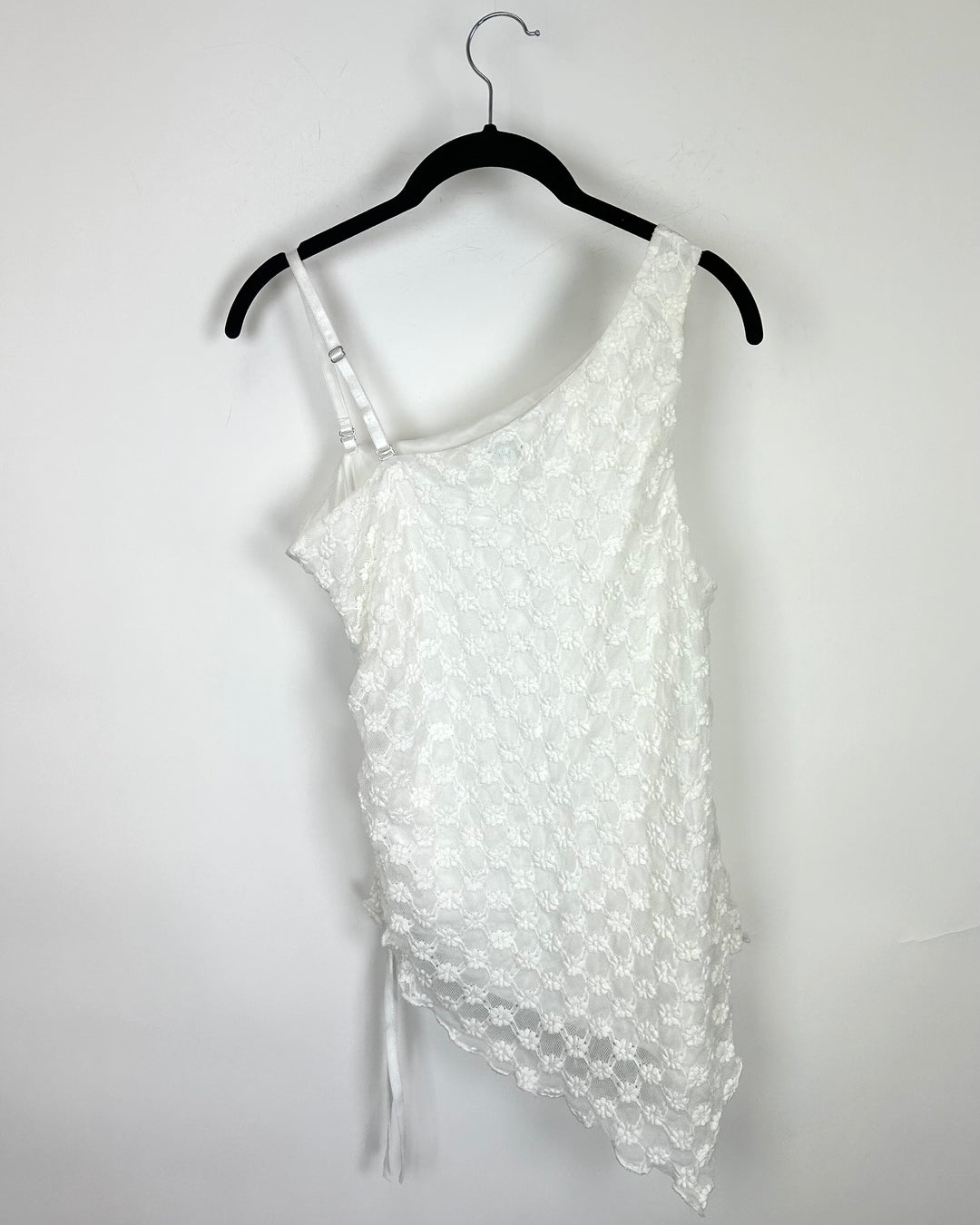 White One Shoulder Lace Shirt - Size 4/6