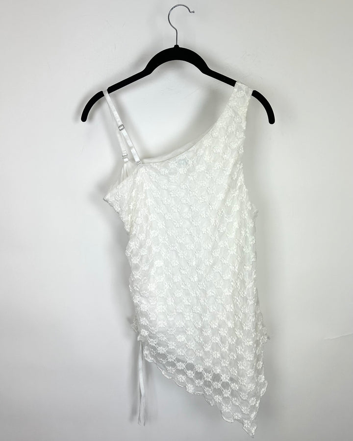 White One Shoulder Lace Shirt - Size 4/6