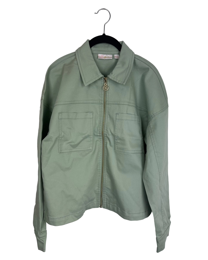 Pale Green Lightweight Denim Jacket - Size 6/8