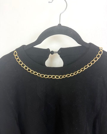 Black Sweater with Gold Chain- Size 2/4