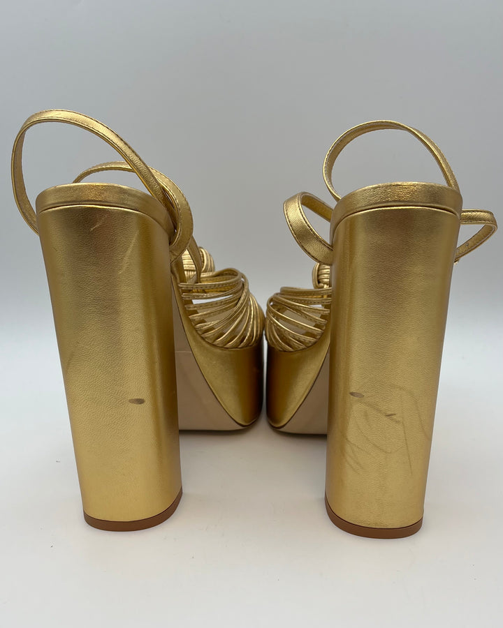 Gold Metallic Platform Heels - Size 7.5
