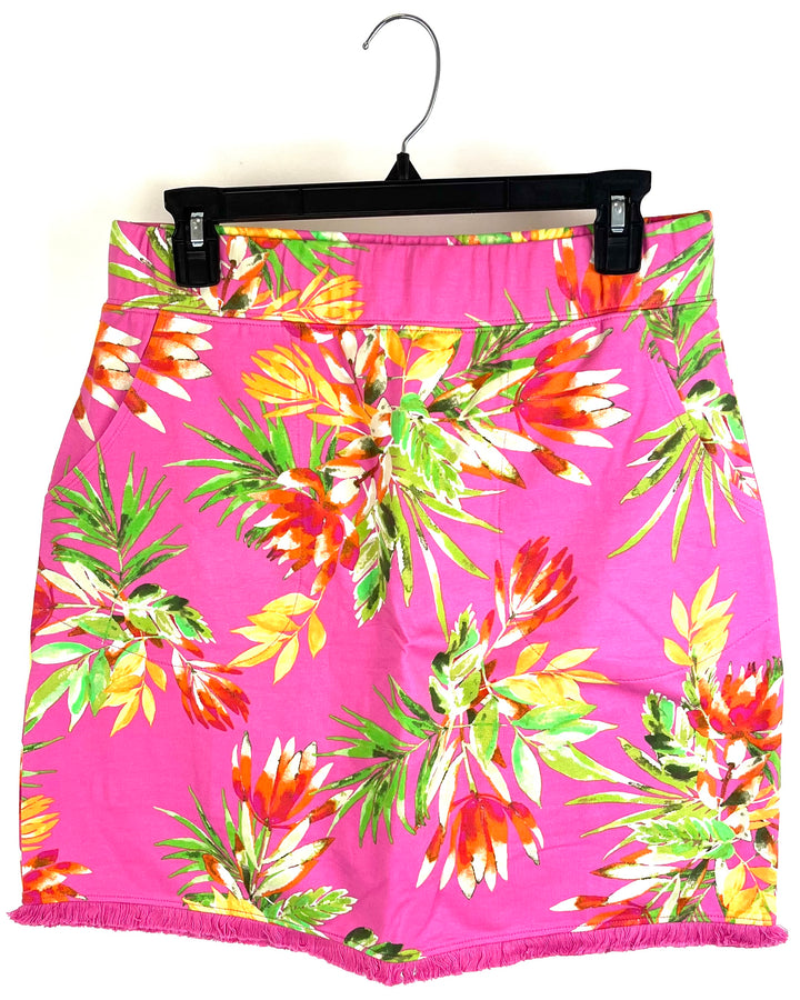 Pink Tropical Print Stretchy Skort - Size 6/8