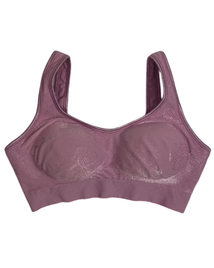 Lilac Floral Wireless Sports Bra - Small