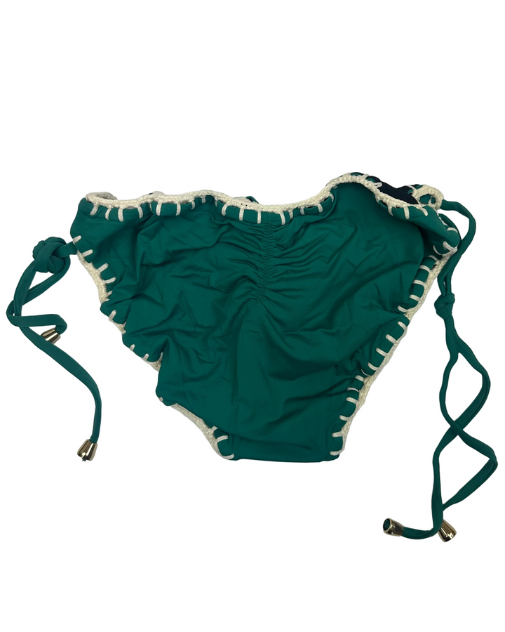 Emerald Green and Black Reversible Crochet String Bikini Bottom - XL
