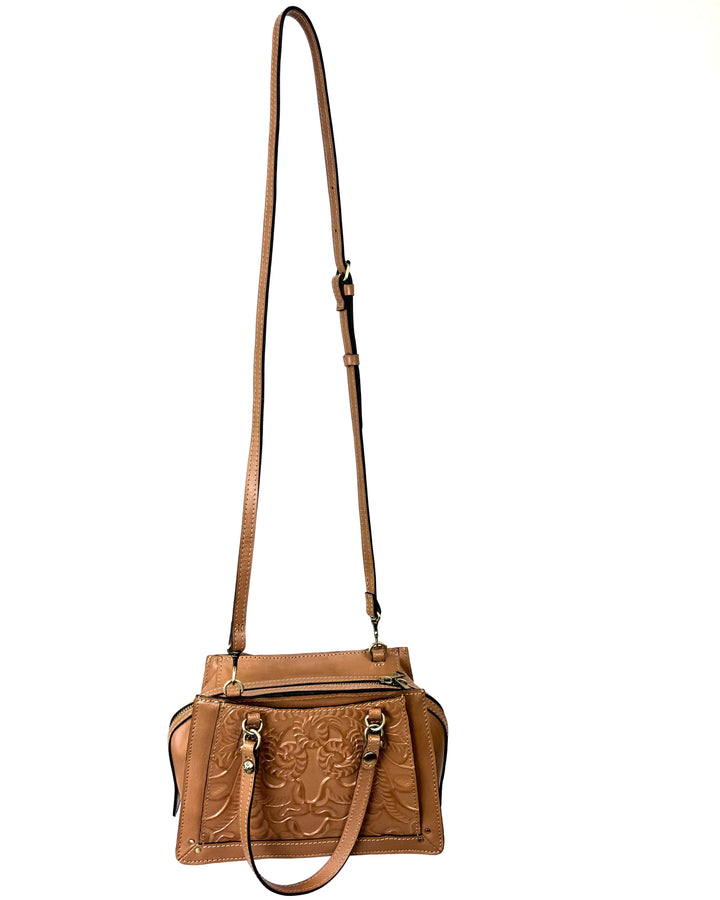 Brown Embossed Leather Handbag